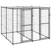 Outdoor Dog Kennel Steel with Roof 52.1 ft²