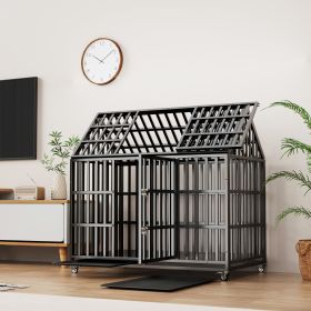 52" Heavy Duty Dog Crate Large Dog cage Strong Metal Dog Kennels and Crates for Large Dogs with 4 Lockable Wheels