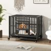 Foldable Heavy-Duty Metal Dog Cage Chew-proof Dog Crate with Lockable Universal Wheels