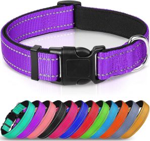 Reflective Dog Collar; Soft Neoprene Padded Breathable Nylon Pet Collar Adjustable for Medium Dogs (Color: Purple, size: Small (Pack of 1))