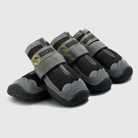 Pet Non-Skid Booties, Waterproof Socks Breathable Non-Slip with 3m Reflective Adjustable Strap Small to Large Size (4PCS/Set) Paw Protector (Color: Black, size: L)