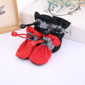 4pcs Dog Shoes; Large Pet Waterproof Chihuahua Anti-slip Boots Puppy Cat Socks Botas S/M/L/XL (Color: Red, size: S)