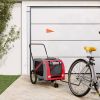 Pet Bike Trailer Red and Gray Oxford Fabric and Iron