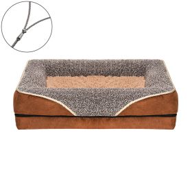 Removable And Washable Pet Dog Sofa And Dog Bed, Dog Nest,  Pet Bed Sofa, Comfortable And Soft, Cat Sofa Bed With Raised Edges To Protect The Neck (Color: Brown, size: L ( 39.37*23.62*6.3 in ))