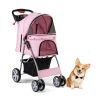 Folding Pet Stroller with Adjustable Canopy for Outdoor