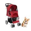 Folding Pet Stroller with Adjustable Canopy for Outdoor