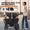 VEVOR All-Terrain Stroller Wagon, 2 Seats Foldable Expedition 2-in-1 Collapsible Wagon Stroller, Includes Canopy, Parent Organizer