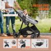 VEVOR Standard Baby Stroller, Infant Toddler Stroller with Bassinet, 3rd-Gear Adjustable Backrest & Foldable & Reversible Seat