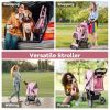 Folding Pet Stroller with Adjustable Canopy for Outdoor