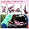 Folding Pet Stroller with Adjustable Canopy for Outdoor