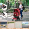 Folding Pet Stroller with Adjustable Canopy for Outdoor