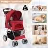 Folding Pet Stroller with Adjustable Canopy for Outdoor